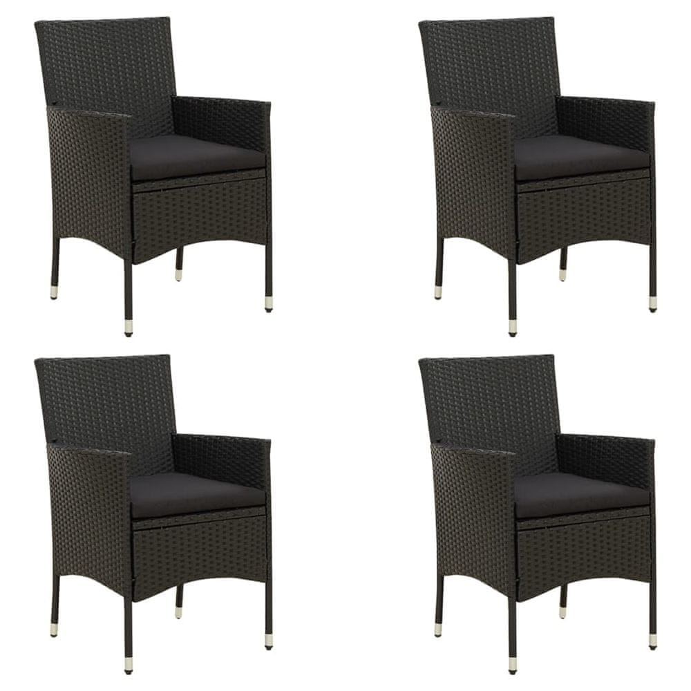 Vidaxl Záhradné stoličky so sedákmi 4 ks polyratanové čierne